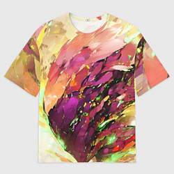 Футболка оверсайз мужская Красно-жёлтая абстракция, цвет: 3D-принт