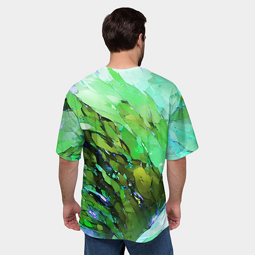 Мужская футболка оверсайз Зелёная абстракция / 3D-принт – фото 4