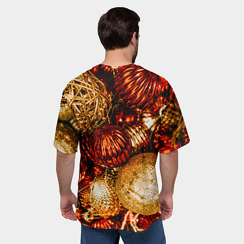 Мужская футболка оверсайз Новогоднее ёлочное украшение / 3D-принт – фото 4