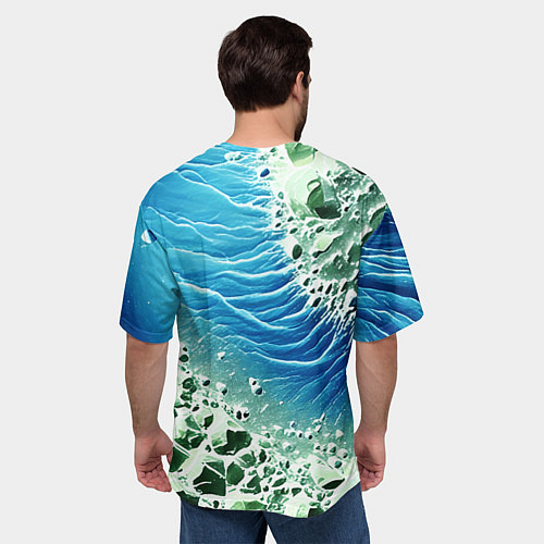Мужская футболка оверсайз Берег и синие волны / 3D-принт – фото 4