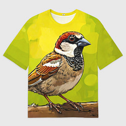 Мужская футболка оверсайз Большой воробей