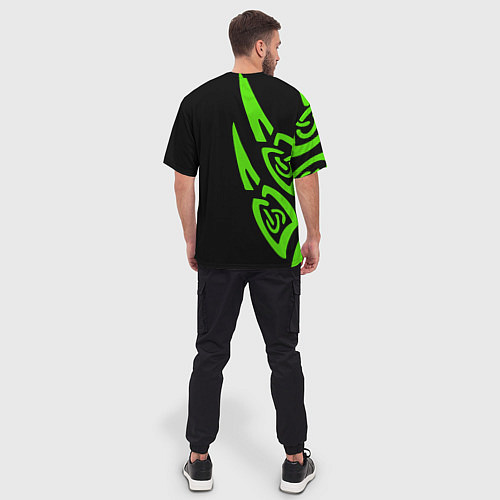 Мужская футболка оверсайз Razer лого лес / 3D-принт – фото 4