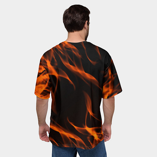 Мужская футболка оверсайз Portal flame steel / 3D-принт – фото 4