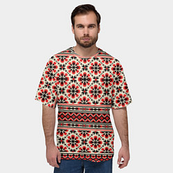 Футболка оверсайз мужская Славянская обережная вышивка, цвет: 3D-принт — фото 2