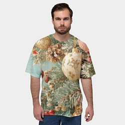 Футболка оверсайз мужская Елочные новогодние игрушки, цвет: 3D-принт — фото 2