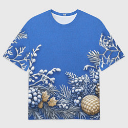 Футболка оверсайз мужская Новогодние веточки, цвет: 3D-принт