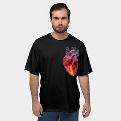 Футболка оверсайз мужская Яркое стеклянное сердце огонь внутри, цвет: 3D-принт — фото 2