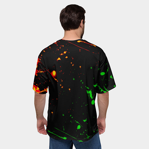 Мужская футболка оверсайз Portal кислотные краски / 3D-принт – фото 4