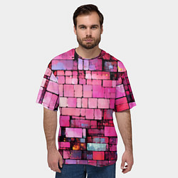 Футболка оверсайз мужская Pink bricks, цвет: 3D-принт — фото 2