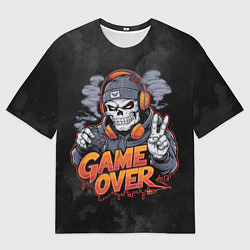 Футболка оверсайз мужская Скелет геймер с геймпадом, цвет: 3D-принт