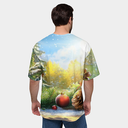 Мужская футболка оверсайз Солнечный новый год / 3D-принт – фото 4