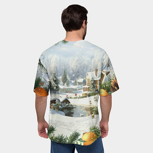 Мужская футболка оверсайз Рождественская атмосфсра / 3D-принт – фото 4