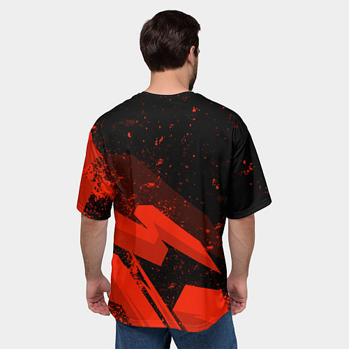Мужская футболка оверсайз Stray kids - красная абстракция / 3D-принт – фото 4