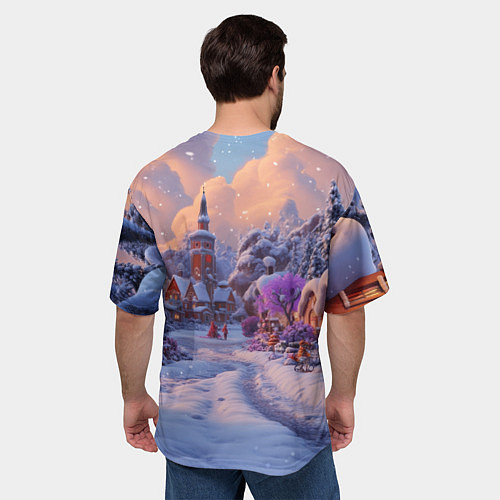 Мужская футболка оверсайз Тропинка к новому году / 3D-принт – фото 4