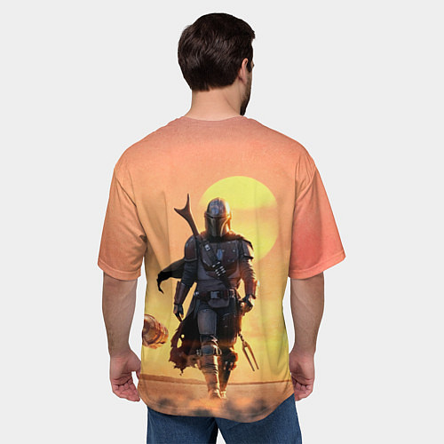 Мужская футболка оверсайз Идущий мандалорец / 3D-принт – фото 4
