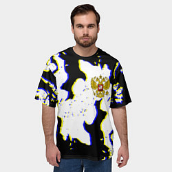 Футболка оверсайз мужская Россия герб глитч, цвет: 3D-принт — фото 2