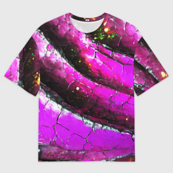 Футболка оверсайз мужская Розовая волнистая абстракция, цвет: 3D-принт