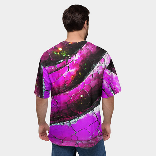 Мужская футболка оверсайз Розовая волнистая абстракция / 3D-принт – фото 4