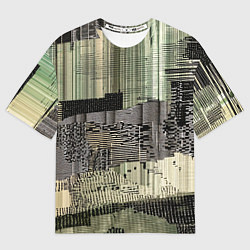 Футболка оверсайз мужская Глитч-арт с отрезками - нейросеть, цвет: 3D-принт