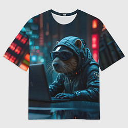 Футболка оверсайз мужская Капибара айтишник, цвет: 3D-принт