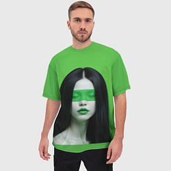 Футболка оверсайз мужская Pop art девушка на зеленом фоне, цвет: 3D-принт — фото 2