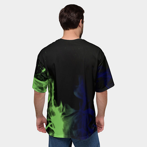 Мужская футболка оверсайз Portal fire steel / 3D-принт – фото 4