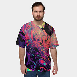 Футболка оверсайз мужская Интерференционные цвета, цвет: 3D-принт — фото 2