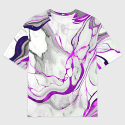 Футболка оверсайз мужская Фиолетово-белый мрамор, цвет: 3D-принт