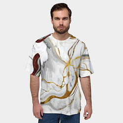 Футболка оверсайз мужская Жёлто-белый мрамор, цвет: 3D-принт — фото 2