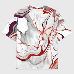 Футболка оверсайз мужская Красно-белый мрамор, цвет: 3D-принт