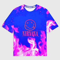 Футболка оверсайз мужская Nirvana neon flame, цвет: 3D-принт