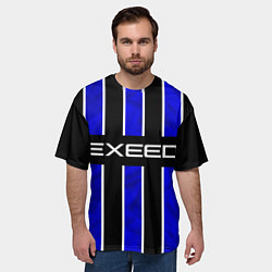 Футболка оверсайз мужская Exeed - синие полосы, цвет: 3D-принт — фото 2