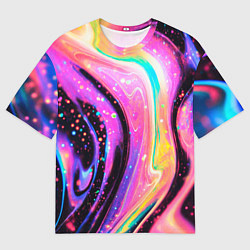Футболка оверсайз мужская Жидкая энергия космоса - нейросеть, цвет: 3D-принт
