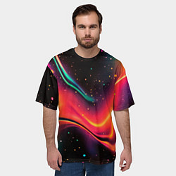 Футболка оверсайз мужская Жидкая пленка в блестках - нейросеть, цвет: 3D-принт — фото 2