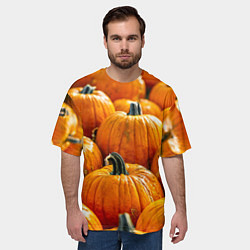 Футболка оверсайз мужская Много тыкв, цвет: 3D-принт — фото 2