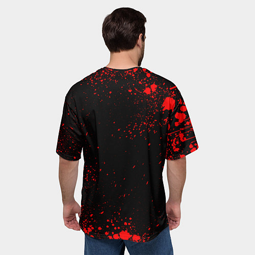 Мужская футболка оверсайз Exeed - красные брызги краски / 3D-принт – фото 4