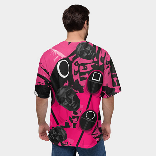 Мужская футболка оверсайз Игра в кальмара маска распорядителя и стражи / 3D-принт – фото 4