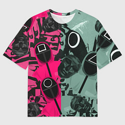 Футболка оверсайз мужская Маски из игры в кальмара, цвет: 3D-принт