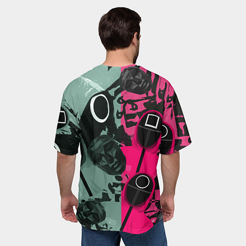 Мужская футболка оверсайз Маски из игры в кальмара / 3D-принт – фото 4