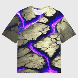 Футболка оверсайз мужская Треснувший камень фиолетовый, цвет: 3D-принт