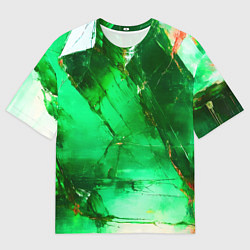 Мужская футболка оверсайз Зелёное треснувшее стекло