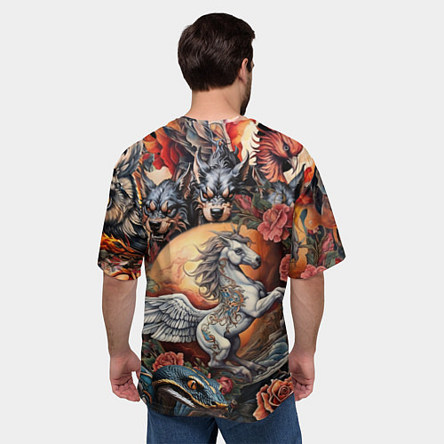 Мужская футболка оверсайз Гарри Поттер и мифические существа / 3D-принт – фото 4