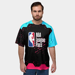 Футболка оверсайз мужская NBA баскетбол соты неон, цвет: 3D-принт — фото 2