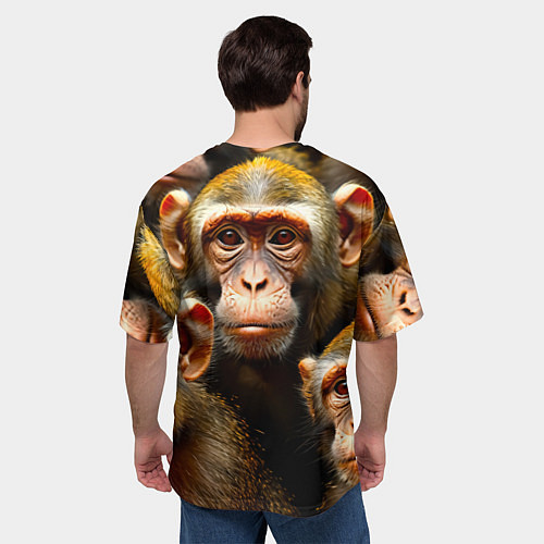 Мужская футболка оверсайз Макаки / 3D-принт – фото 4