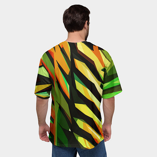 Мужская футболка оверсайз Чёрно-жёлтая абстракция / 3D-принт – фото 4