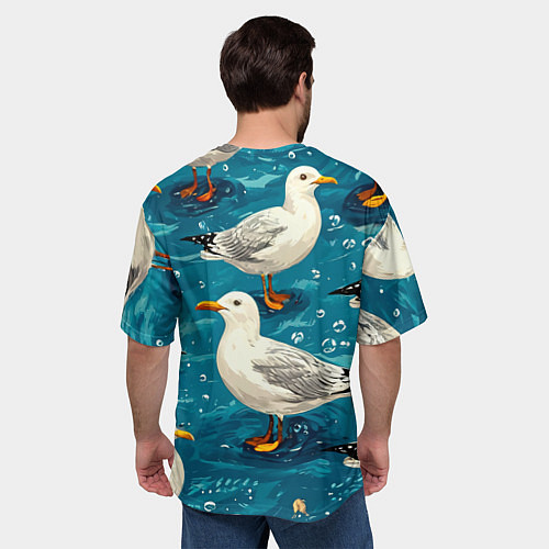 Мужская футболка оверсайз Чайка / 3D-принт – фото 4