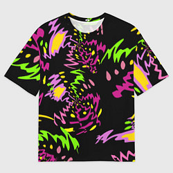 Футболка оверсайз мужская Яркие абстрактные круги-зигзаги, цвет: 3D-принт