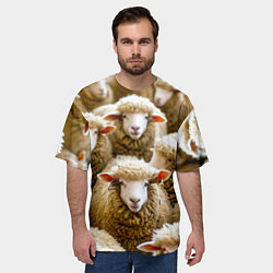 Футболка оверсайз мужская Стадо овец, цвет: 3D-принт — фото 2
