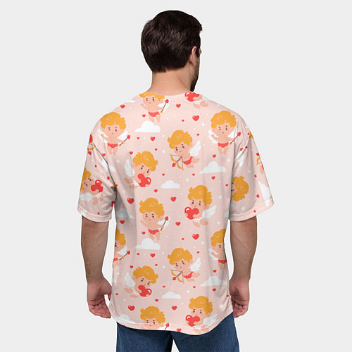 Мужская футболка оверсайз Паттерн с милыми купидонами / 3D-принт – фото 4