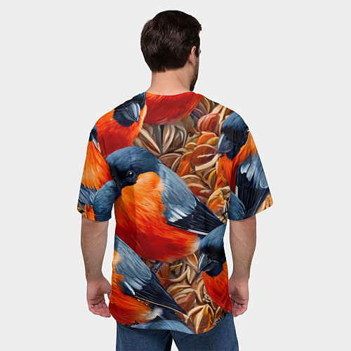 Мужская футболка оверсайз Снегири / 3D-принт – фото 4